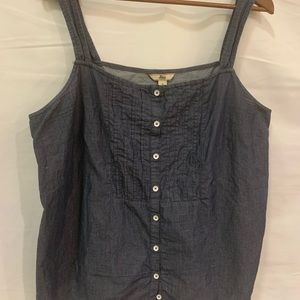 Bass Tops - Bass blue chambray denim pin tuck tank top Sz XL Bass Tops - Bass blue chambray denim pin tuck tank top Sz XL